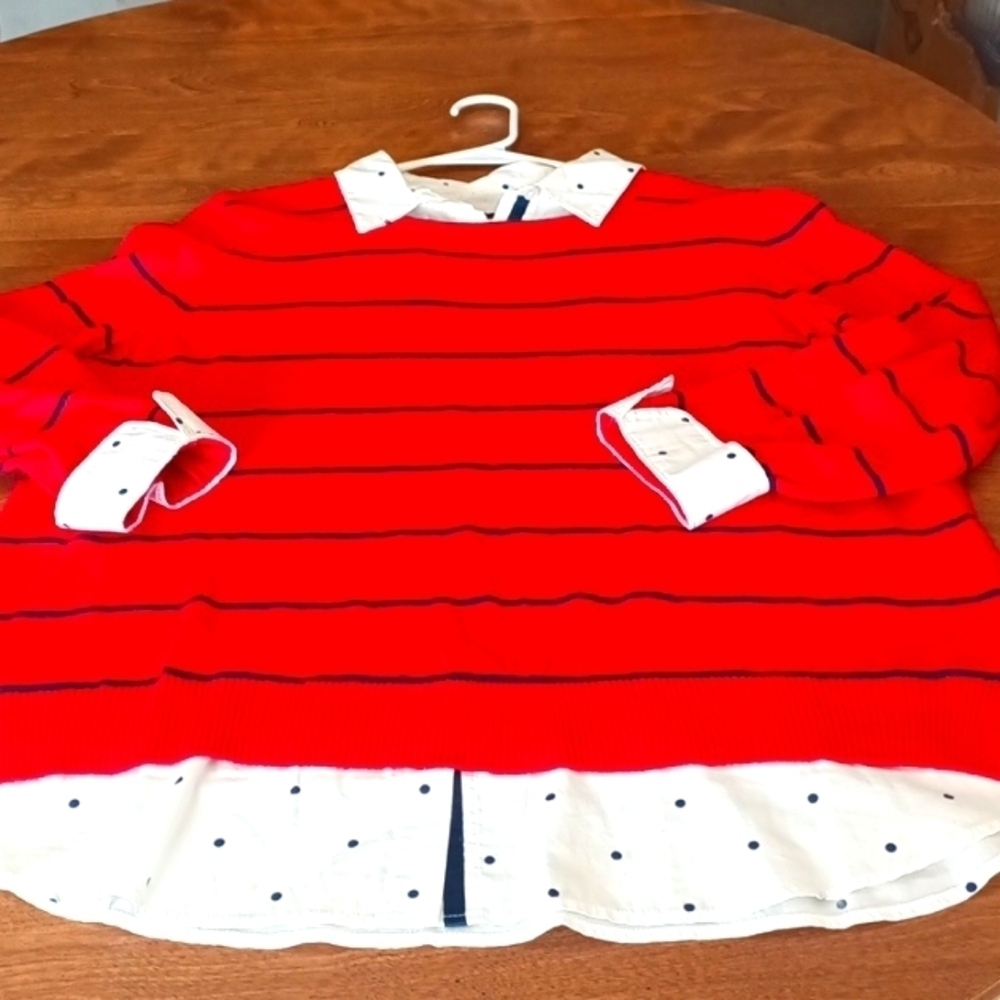 🌻3 for $15🌻Red with Blue stripe woman's shirt size XL by Rafaella